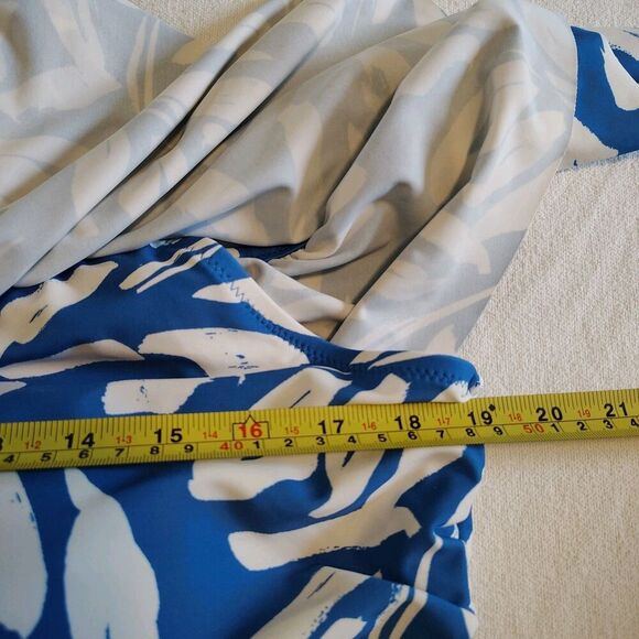 Womens Plus Size Tankini 24W Top 22W Bottom Blue Tropical Ruched Resortwear - Picture 14 of 14